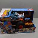 Hot Wheels Monster Trucks RC Toy, Remote-Control Transforming Rhinomite in 1:12 Scale & 1:64 Scale Race Ace, Converts into Launcher, Connects to Track
