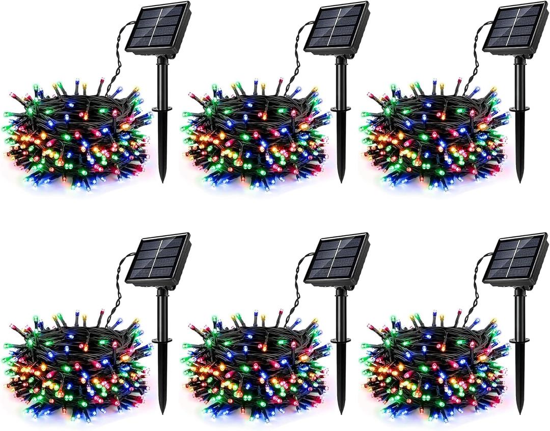 [6 Pack] Solar String Lights Multicolored, 236 FT 600 LED Solar Twinkle Light Outdoor with 8 Modes & Memory Function, Solar Christmas Lights Waterproof Chrismas Lights for Xmas Tree Party Decorations