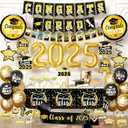 Graduation decorations class of 2025,graduation photo booth props,Balloons of number 2025,Hanging Swirls,tablecloth,cake topper,Black Gold sash for men women graduation party decorationsBlack Gold