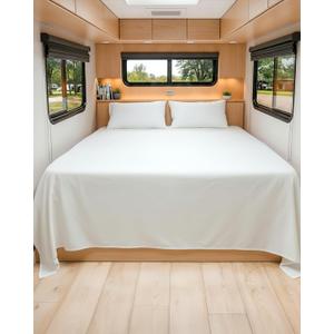 Short King Sheets Short King Sheet Deep Pocket - Designed for RVs, Bunks, Trailers, Campers & Short RV King Mattresses – Premium Easy-Care Fitted Sheets for RV Beds – White 2 Sheets and 2 Pillowcases