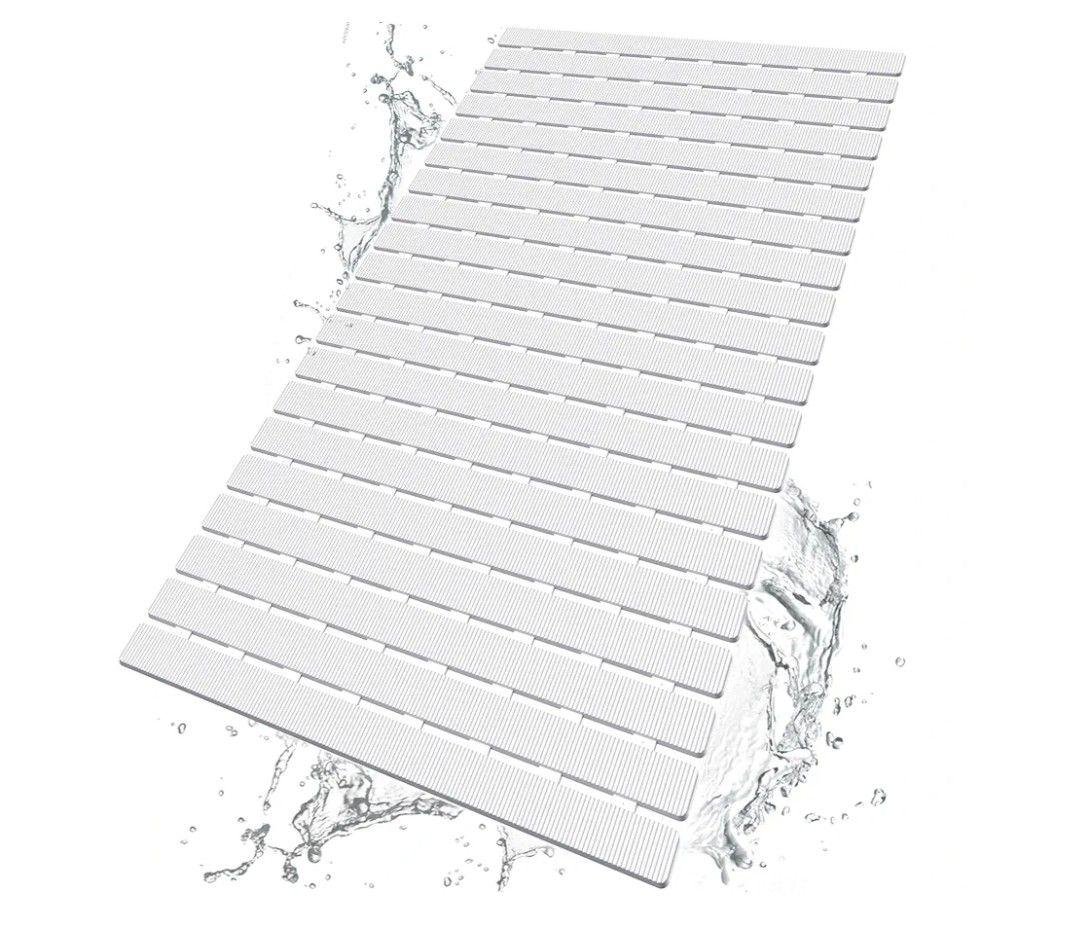 BEMISO Shower Mat Non Slip Bathtub Mat with Suction Cups and Drain Holes 27.5 x15.7 Inch Bath Mat for Tub & Shower.Easy Dry,Easy to Cut,Eco-Friendly 2 Pack White
