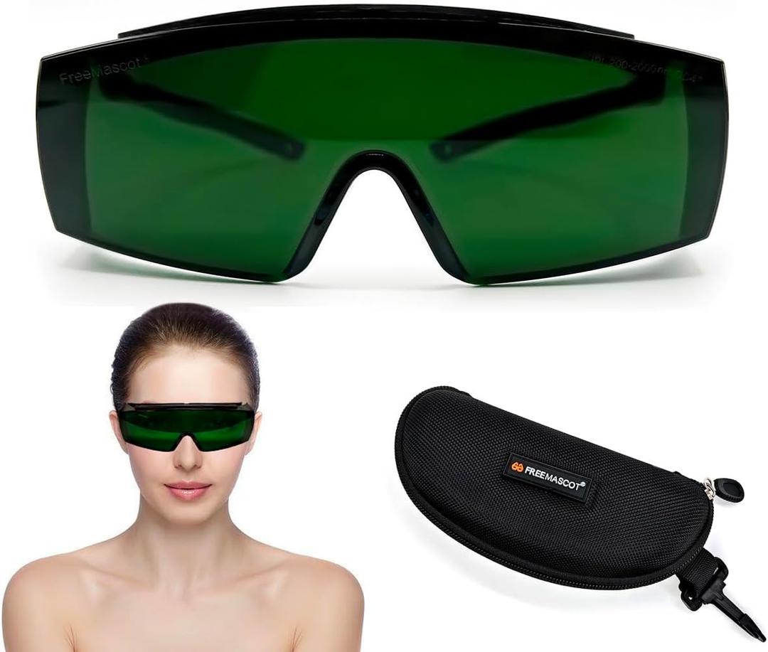 FreeMascot IPL 200-2000nm Red Light Therapy Glasses, Laser Safety Glasses Eyes Protection for Tanning Goggles and Red Light Therapy