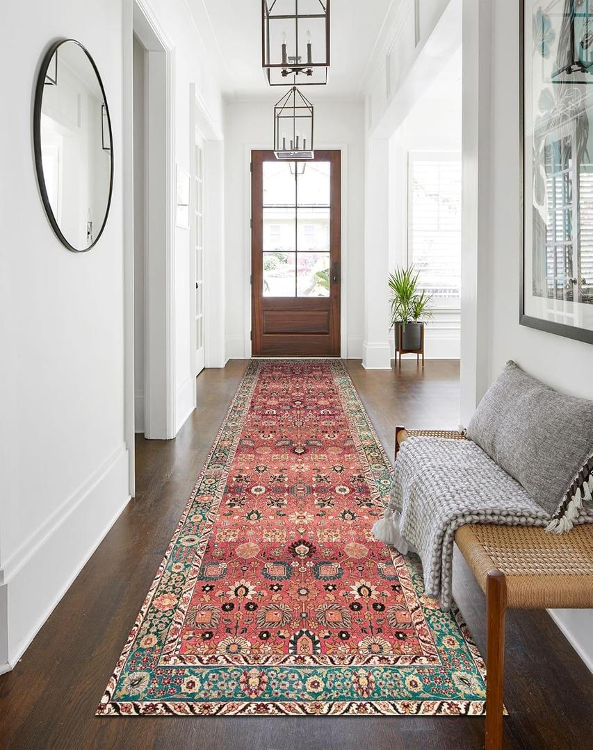 vivorug Runners for Hallways 2'x10', Non Slip Washable Rug, Carpet Runner for Kitchen Laundry Room Bedroom, Ultra Soft Rug Runner with Rubber Backing, Cherry Red/Spice