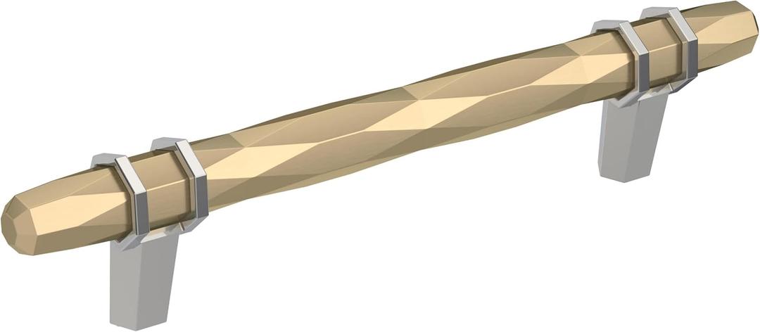 Amerock | Cabinet Pull | Golden Champagne/Polished Chrome | 5-1/16 inch (128 mm) Center-to-Center | London | 10 Pack | Drawer Pull | Drawer Handle | Cabinet Hardware