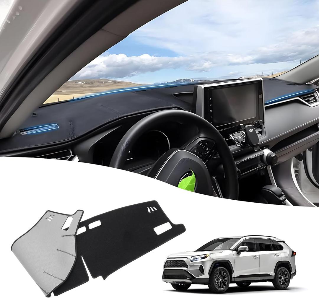 Powerty Dashboard Cover for Toyota RAV4 2025 2024 2023 2022 2021 2020 2019 Dash Cover Carpet Sunshield Protector Velvet Without HUD(Head-up Display)