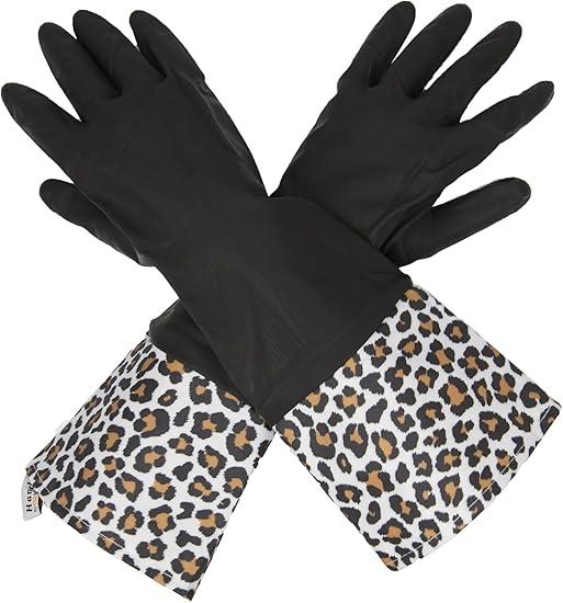 GLOVELY HANDS Rubber Cleaning Gloves – Water-Resistant Latex Dishwashing Gloves with Soft Cotton-Feel Lining, Non-Slip Grip, Long Cuff, Durable Household Kitchen Cleaning Medium (1 PAIR)