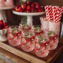 Maxcheck 6 Pcs Cherry Glass Set 18 oz Summer Stemless Glasses with Red Cherry Designs for Summer Wedding Birthday Present Holiday Party Gift