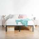 Olee Sleep 18 Inch Heavy Duty Steel Slat Anti-Slip Support, Easy Assembly Platform Bed Frame, Noise Free Steel Mattress Foundation, Maximum Storage, No Box Spring Needed, Black, Cal King Size, California King