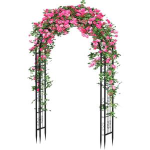 88in Steel Garden Arch Arbor Trellis for Climbing Plants Outdoor,Yard,Garden,Climbing Plants 7ft Decorative Wire Lattice,Outdoor Wedding Arch(Black) (Medium)