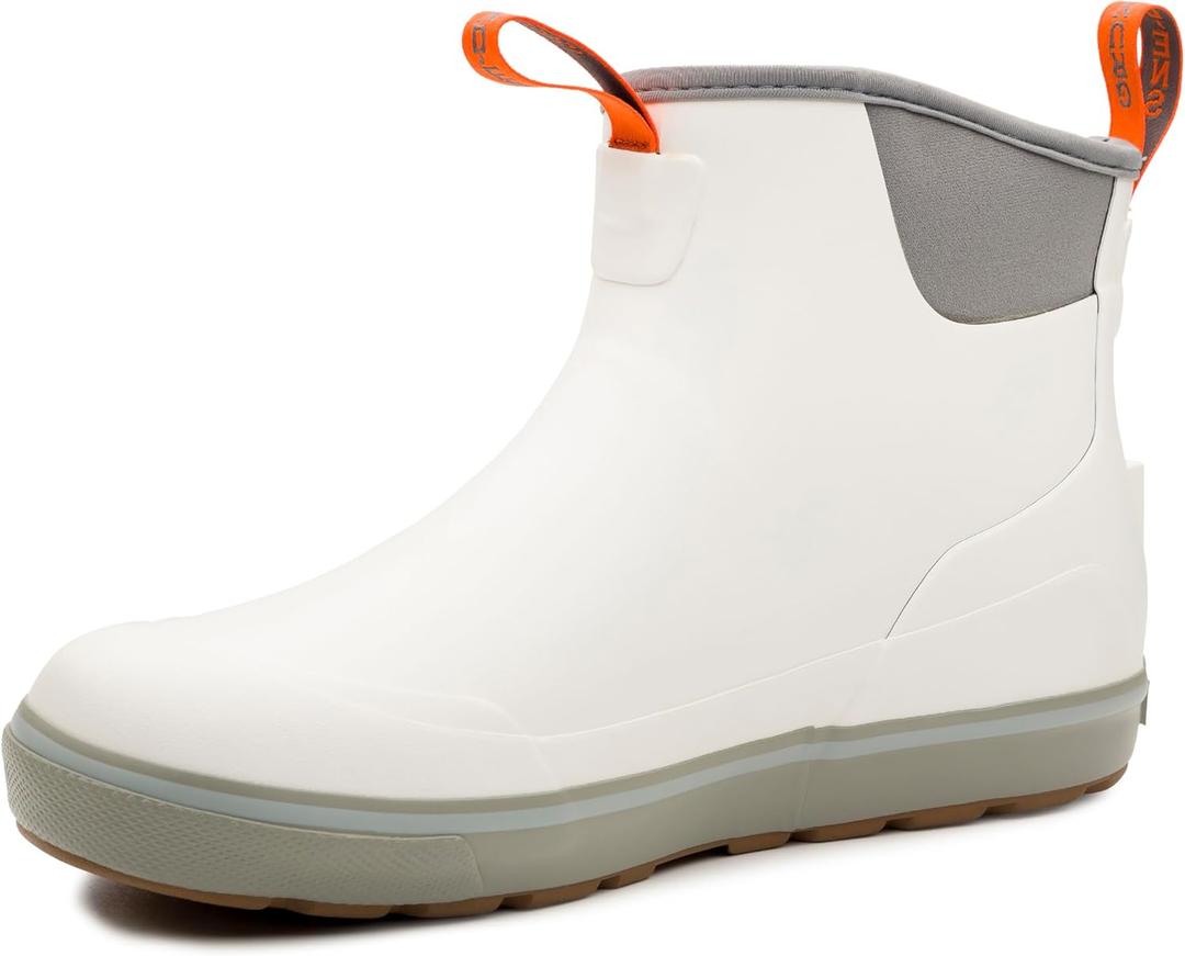 Grundens Mens DECK-BOSS Ankle Boot | Durable, Waterproof (14, White Squall)