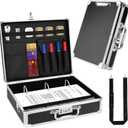 Clipboard with Storage Combination Lock Briefcase 3 Ring Binder 700 Sheets Capacity Heavy Duty Metal Document Box Multi-Pocket Organizer Storage Clipboards for Home, Bussiness Trip