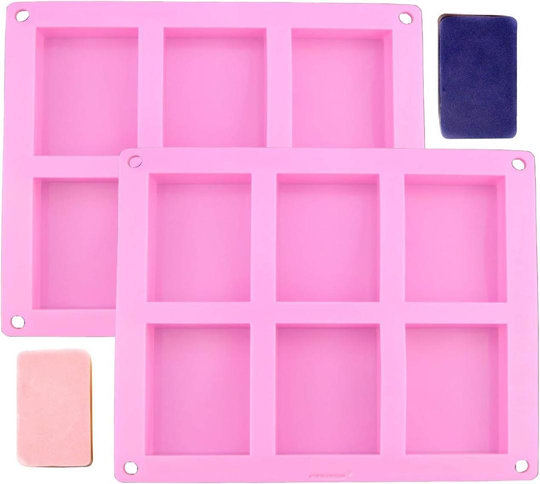 Old Fashion Soap Bar Mold Silicone 2 Pack Rectangle 6 Cavity Soap Making Mold for Homemade Soap Bars (Flexible Nonstick Easy Release)