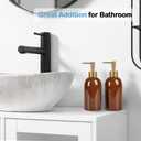 Natheeph 14OZ Ceramic Soap Dispenser Ceramic Soap Pump Dispenser Can Fill Liquid for Bathroom/Kitchen (2PC Brown)