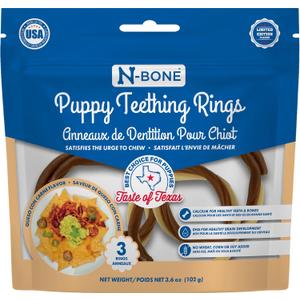 N-Bone Puppy Teething Rings Taste of Texas Queso Con Carne Flavor 3 Count (EXP 06/03/27)