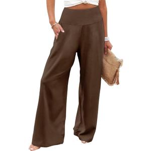 JZC Women's Palazzo Lounge Pants Casual Wide Leg Pants High Waist Flowy Toursers with Pockets, M