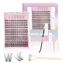 NINGLASH Vibes Lash Clusters Kit Wispy DIY Eyelash Extension Kit, Individual Lashes Kit Thin Band Natural Cluster Lashes 156 pcs, Lash Bond and Seal Lash Remover Lash Tweezers Comb Brush