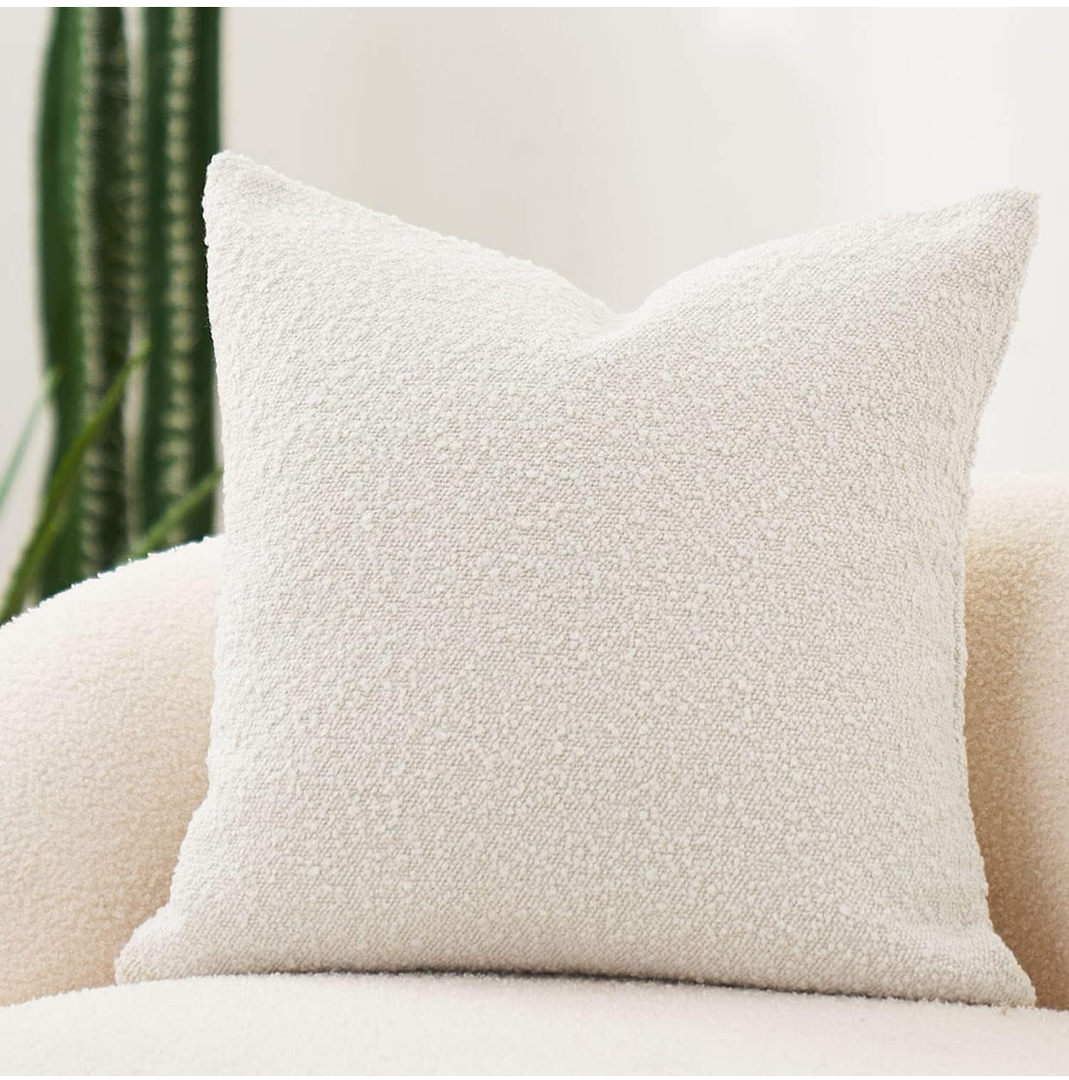 DOMVITUS Boucle Pillow Covers 20x20 Luxury Throw Pillow Covers Decorative Pillows for Bed Sofa Pillows for Living Room Accent Couch Soft 2 Pcs