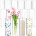 15Pack Glass Cylinder Vases for Centerpieces 12 Inch Tall Clear Flower Vases, Glass Hurricane Candle Holder Wedding Decorations, Modern Floating Candle Vase for Party Home Decor(3.35 x 12 Inch)