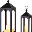 Large Outdoor Lanterns for Porch: 23" & 17" Set of 2 Floor Lantern Decorative Indoor Candle Holder for Fireplace Front Porch Patio Modern Home Decor