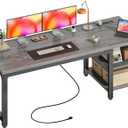 Huuger 55'' x 19.7'' Computer Desk with Power Outlets, 0.95'' Thick Desktop