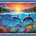 DMCVIVR Stamped Cross Stitch Kits for Adults Beginners Embroidery Kits 11CT Needlepoint Kits Cross Stitch Patterns Embroidery Patterns&Dolphin Sea World 16x20 inch (Handicraft43)