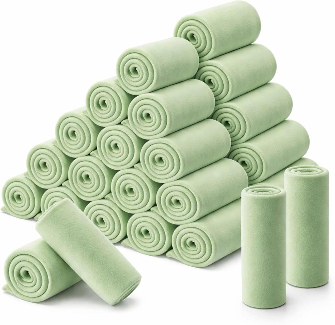 Newwiee 48 Pcs Fleece Throw Blankets Bulk 50'' x 60'' Oeko-tex Standard 100 Certified Spring Outdoor Wedding Guest Blankets Lightweight for Sleepover Donation Lap Pet Sofa Home (Sage Green)