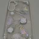 For Samsung Galaxy A16 5G Case 3D Butterfly Floral Pearls Design wtih Hand Wrist Strap, Clear Cute Bling Glitter Sparkle Aesthetic Bracelet Phone Cover for Galaxy A16 (Clear)