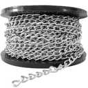 100ft Jack Chain, Galvanized Steel Hanging Chain for Hanging, Lightweight Link Chain with Spool for Light Fixtures, Decorations, Door Chain, Billboard, Bird Feeders,Pet Towing,30M