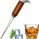 Ice pick for breaking ice, 8.85-inch long ice pick with wooden handle, stainless steel ice pick tool, suitable for kitchen, bar, bartender, home and commercial use.