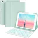 Keyboard case for iPad 5th/6th Generation 2017/2018, 9.7 Inch iPad Air 2 Case with Keyboard, Removable Wireless Backlit Keyboard Detachable, Folio Smart Cover, Tablet Case with Pencil Holder(Green) (Classic for iPad 5th/6th/Air 2, Mint Green)