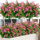 24 Bundles Outdoor Artificial Flowers UV Resistant Fake Boxwood Plants, Faux Greenery for Indoor Outside Hanging Plants Garden Porch Window Box Home Wedding Farmhouse Dcor (Pink)