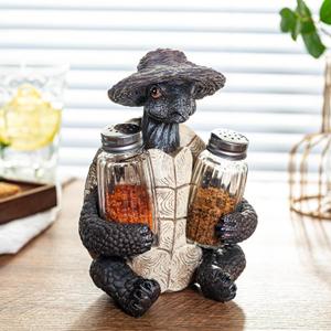 Decorative Turtle Salt & Pepper Shakers Set with Glass Jars