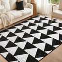 YIHOUSE Black and White Ultra Soft Area Rugs 6x9, Geometric Rug with Triangular Patterns, Comfortable Washable Rugs for Bedroom and Living Room