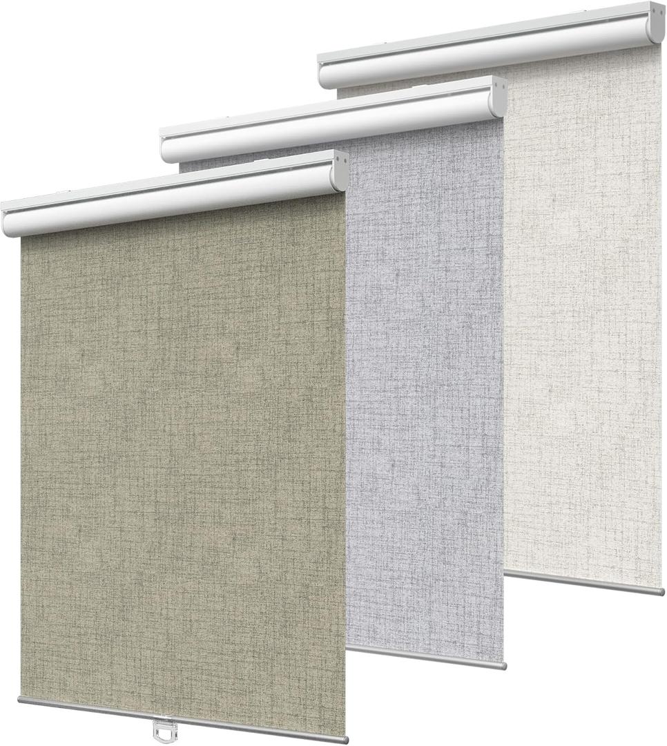 GENIMO 100% Blackout Roller Window Shades, Window Blinds Cordless with Thermal Insulated, UV Protection Fabric, Mini French Door Blinds for Home, Office, Bedroom, Easy to Install, Brown, 40" W X 72" H