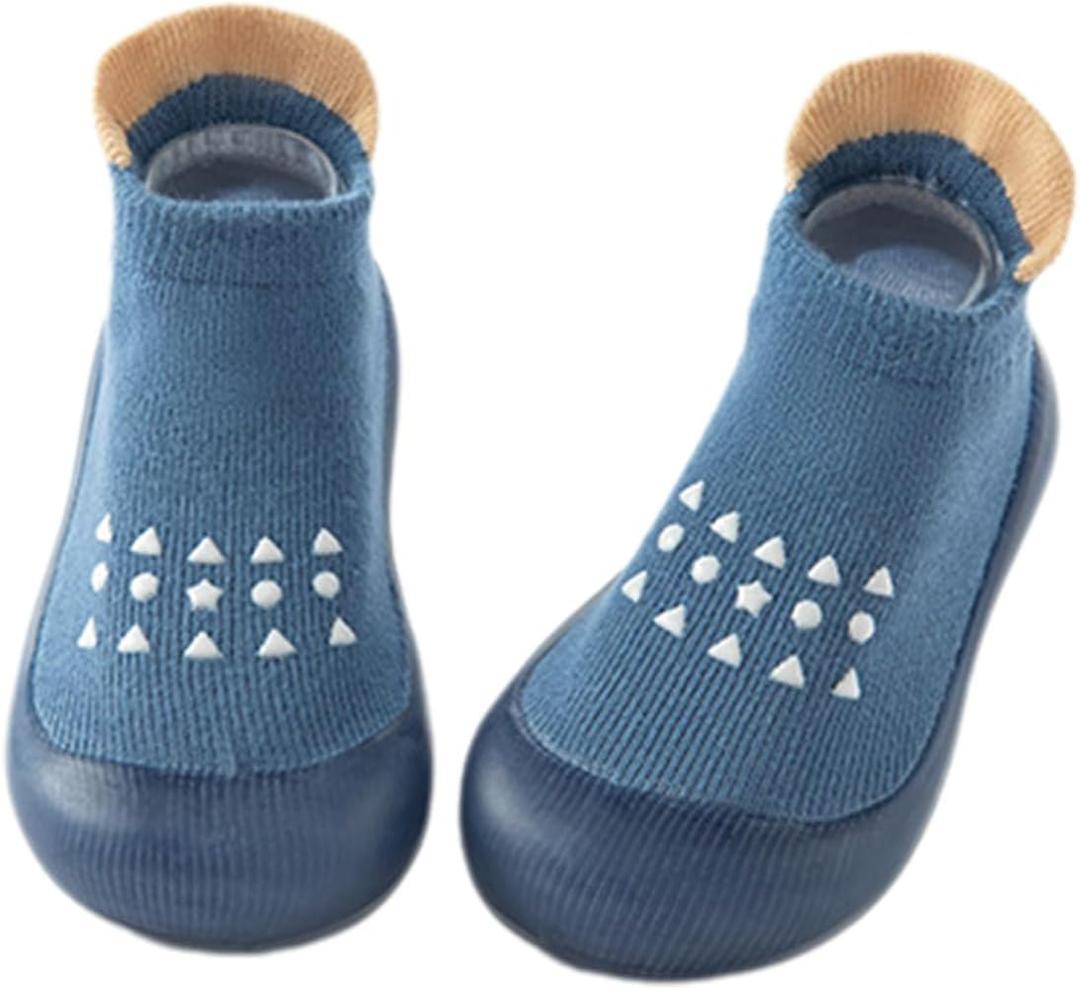 Baby Sock Shoes Boys Girls First Walking Infant Toddler Shoes Non Slip Lightweight Indoor Outdoor (6-9 Months Toddler, Shape Blue)