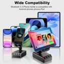 Hupoaf Adjustable Cell Phone Stand with Wireless Induction Bluetooth Speaker, Compatible with iPhone/iPad/Samsung Galaxy