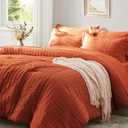 Zzlpp Twin Comforter Set 5 Pieces, Burnt Orange Seersucker Bed in a Bag with Comforter and Sheets, Lightweight Bedding Sets with 1 Comforter, 1 Pillow Sham, 1 Pillowcase, 1 Flat Sheet, 1 Fitted Sheet Burnt Orange, Twin