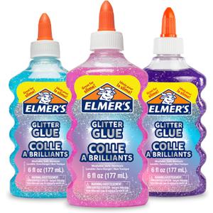 Elmer's Liquid Glitter Glue Assorted 6oz I Blue, Pink, Purple