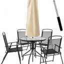 OKPOW Umbrella Covers for Outdoor Umbrellas - Small Patio Umbrella Cover for 6 ft to 9 ft Outdoor Table Umbrella - Waterproof Windproof Anti-UV Garden Parasol Covers, Khaki