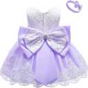 Toddler Baby Girl Embroidered Tutu Ball Gown Lace Dresses with Headwear 12-18M