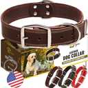 ADITYNA Heavy Duty Leather Dog Collar for Large Dogs - Soft and Strong Leather Collar for Walking, Training, Hunting, and Running (Large: Fit 17" - 23" Neck, Brown) L Brown