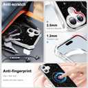 TEECOVER for iPhone 16 Case 6.1-Inch, [Clear Wavy Border][Sparkly Glitters][Fit for MagSafe] Shockproof Cute Slim Fit Magnetic Phone Case for Women & Girls - Black