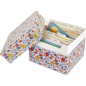 Current Blossom Floral Greeting Card Organizer Box with Dividers - Storage for 140+ Cards by Occasion and Recipient, Christmas, Birthday, Sympathy Cards, Photos, Large 7" x 9" x 9-1/2"