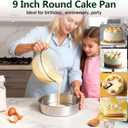 P&P CHEF 9 Inch Cake Pan Set of 2, 2 Pieces Round Layer Cake Baking Pans, Stainless Steel Smash Cake Tin Bakeware for Cooking Steaming, Nontoxic & Sturdy, Oven & Dishwasher Safe