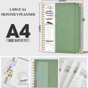 2 x 2026 Planner, Weekly and Monthly Calendar Planner from January 2026 - December 2026, 8.5" x 11" Hardcover Leather Hourly Appointment Book with Tabs, Spiral Daily Planners for School Work Home, Green