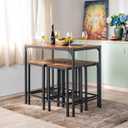 Homy Casa 5-Piece Industrial Bar Table Set, 39.4''Rectangular Bar Table with 4 Stylish Bar Chairs for Living Room, Dining Room, Kitchen, and Bar, Space-Saving Design