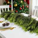 2 Pcs Artificial Cedar Garlands, 6 FT Real Touch Winter Cedar Garland, Green Artificial Greenery Pine Garland for Table, Mantle, Wall, Indoor, Outdoor Christmas Decorations
