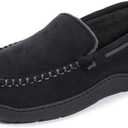 Zigzagger Men's Moccasin Slippers Memory Foam House Shoes, Indoor and Outdoor Warm Loafer Slippers (11, Cool Black)