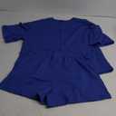 Tankaneo Womens Pajama Sets 3/4 Sleeve Oversized Tops and Elastic Waist Shorts Lounge Sets Loungewear (Large, Blue)