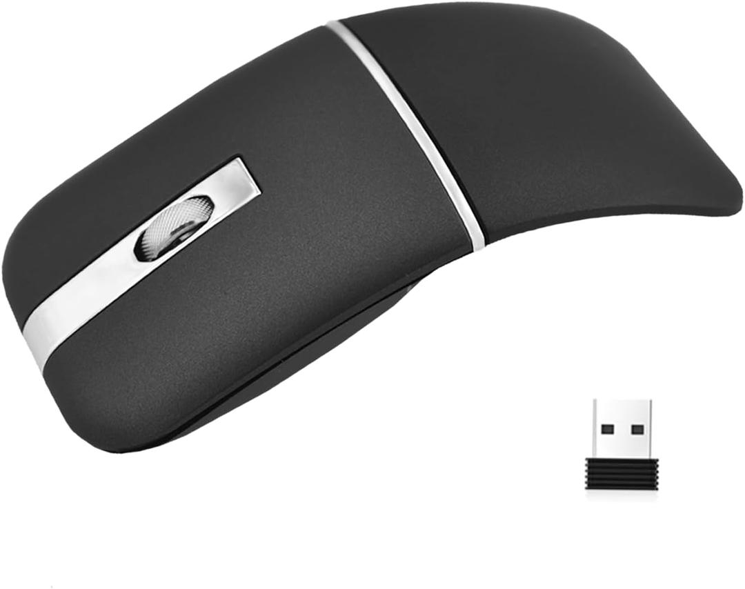 M9 Travel Mouse Compatible for Dell MS700 Portable Mice-Black,Rechargeable Slim Foldable Mouse with USB Receiver Compatible with Laptop, Notebook, Lenovo, MacBook, Chromebook